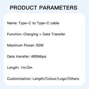 Câble de Données et de Charge Rapide USB C vers USB C 60W en Nylon Tressé de 1m 2m avec Logo Personnalisé Gratuit pour iPhone 15 16 Pro Max - Product Image 2