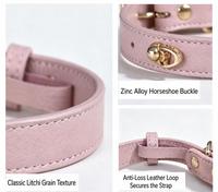 Collier pour chien en cuir de vachette pleine fleur de luxe 2026, grain litchi, cuir véritable souple, accessoires DIY perles