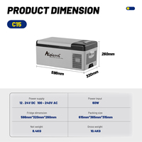 Alpicool Mini réfrigérateur rechargeable 12 volts, refroidisseur électrique portable, congélateur avec batterie intégrée en option, OEM/ODM