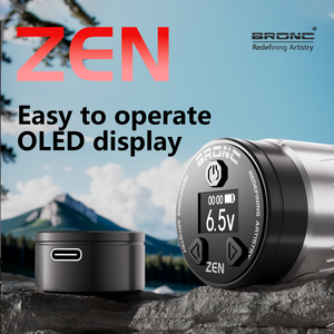 Machine à tatouer sans fil professionnelle Bronc Zen en acier inoxydable, moteur sans noyau, autonomie de 6 à 10 heures, faible consommation - Product Image 3
