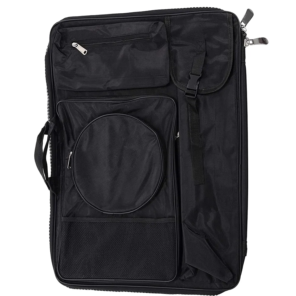 Échantillon gratuit de sac à dos de portfolio de fournitures d'art en nylon noir, taille: 19 "x 26" sac de transport d'artiste