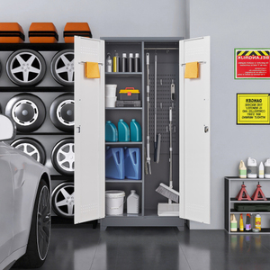 Ready Stock in USA Free Shipping Gray Metal Storage <b>Cabinet</b>, Adjustable Shelves , Support Dropshipping - Product Image 3