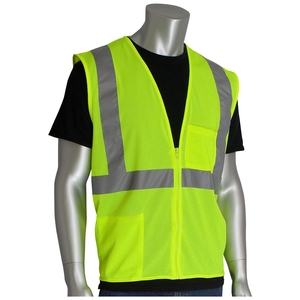 Gilet de sécurité haute visibilité en maille ANSI Classe <span class=keywords><strong>2</strong></span>, léger, respirant, réfléchissant, avec fermeture éclair et <span class=keywords><strong>2</strong></span> poches - Product Image 1