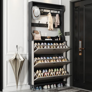 Mueble multifuncional para recibidor con perchero y espacio para guardar zapatos, diseño que ahorra espacio para pasillo, uso para adultos. - Product Image 3