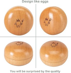 Boîte commémorative de perte de dents d'enfant sculptée lisse ronde en bois cadeau pour garçons et filles boîte de <span class=keywords><strong>rangement</strong></span> de fée des dents - Product Image 3