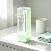Boîte d'emballage pliable en plastique PET vert pour dentifrice, brosse à dents et articles de toilette quotidiens