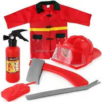 6 шт./компл. Премиум моющийся костюм пожарного набора игрушек для детей с полными аксессуарами пожарного