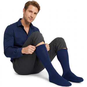 Custom High Quality <b>Knee</b> High Compression <b>Socks</b> with Cuff Detail Breathable Personalized Embroidery Logo Running <b>Socks</b> - Product Image 5