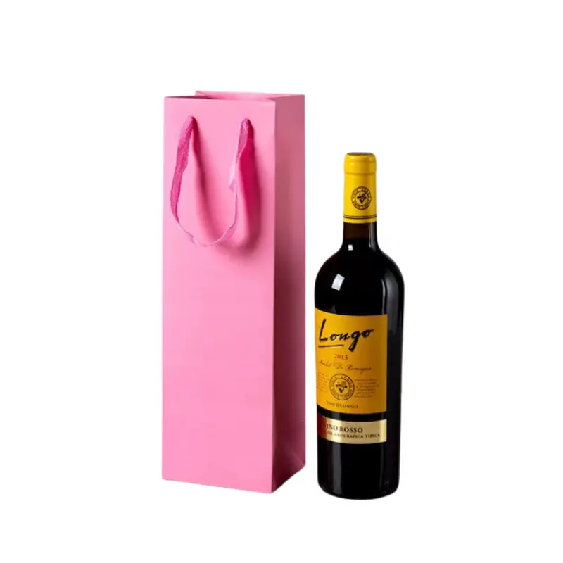 Giá rẻ màu vàng rượu vang giấy tàu sân bay Tote Túi Quà Tặng mua sắm chai duy nhất rượu vang túi giấy với xử lý rượu vang Quà tặng Túi giấy