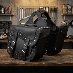 Bolsa de Sillín para Motocicleta de Cuero Genuino GLOBAL LEATHER, Impermeable, Estilo Vintage Inglés, Cierre de Solapa, Capacidad de 25L, Lista para Viajar - Product Image 1