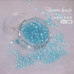 Perles à bulles de verre transparentes aurore colorées japonaises 3D perles de sirène couleur magique dos plat Nail Art petite perle gravier - Product Image 4