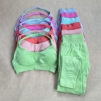 Ensemble de yoga 2 pièces personnalisé sans couture, couleur unie, respirant, séchage rapide, vêtements de sport, leggings de compression doux pour la peau, ensembles de gym
