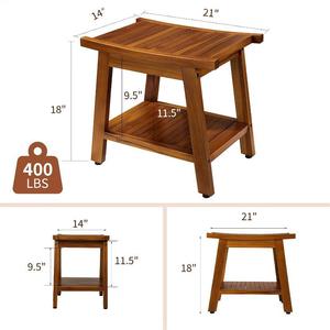 Tabouret de salle de bain en teck sur mesure à deux niveaux avec rangement pour usage domestique - Product Image 3
