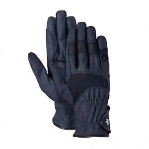 Gants d'équitation unisexes en cuir bleu à doigts entiers, respirants, antidérapants, avec fermeture à enfiler, pour l'entraînement sportif - Product Image 4
