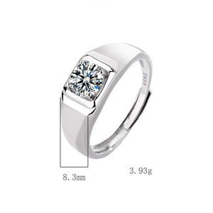 Anillo de Joyería Minimalista Ajustable para Hombre, Plata 925 con Circonita Cúbica Cónica de Corte Baguette, Venta Directa de Fábrica - Product Image 2