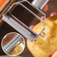 Râpe multifonctionnelle à double tête en acier inoxydable Éplucheur manuel deux en un Couteau à éplucher les fruits Râpe à pommes de terre Rabot à melon Alimentaire