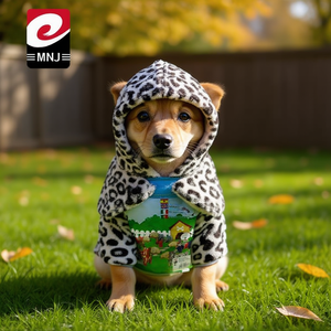MNJ Dog Clothes Leopard Print Fleece Hooded Pet Coat For Small Dogs 1 PCS - Product Image 2