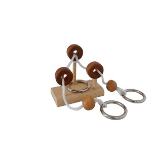 <span class=keywords><strong>Casse</strong></span>-tête classique en <span class=keywords><strong>bois</strong></span> avec anneaux à cordes, défi mental central pour adultes et enfants - Product Image 2