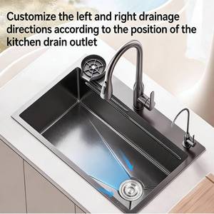 Multi-functional sink with 360-degree swivel pull-out faucet stainless steel sink for chopping and washing <b>vegetables</b> - Product Image 1