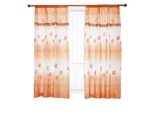 Southeast Asia Hot Sale Tulips Printed Shade Window Curtain Panels Flora Balcony Curtains With Lace Trims
