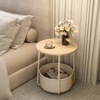Table basse rectangulaire pliable Kainice, style moderne, grande capacité, 2 niveaux, structure métallique, tissu antique, vente en gros