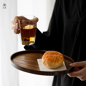 Wooden Serving <b>Tray</b> Round Oval Solid Color Elegant For Tea Dessert Snack Breakfast Hotel Coffee Use - Product Image 1