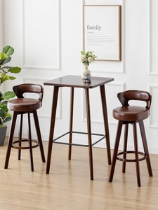 Tavolo da <span class=keywords><strong>Bar</strong></span> Quadrato in Legno con Base in Metallo, Tavolo Alto da Bistrot per Caffè, Ristorante, Casa e Cucina - Product Image 3