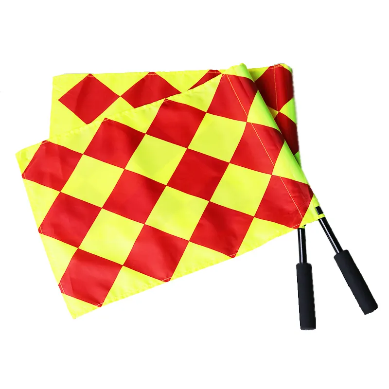 Soccer Referee Linesman Flag Diamond pattern hand signal referee flag