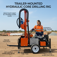 Foreuse hydraulique mobile pour puits d'eau, petite machine de forage de 200 m de profondeur pour usage domestique et agricole