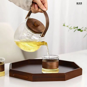 Anti-haşlanma yalıtımlı cam su ısıtıcısı ısıya dayanıklı içme Kung Fu çay bardağı <span class=keywords><strong>Set</strong></span> töreni fincan küçük çay bardağı kahve su ısıtıcısı seti - Product Image 5