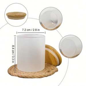Recipientes de Vidrio de Lujo para Velas, Mini Frascos de 9oz Personalizados, Esmerilados, Negros Mate, Transparentes, con Tapas de Bambú - Product Image 2