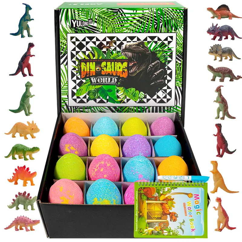 Vente en gros de produits de spa pour enfants Bain moussant Bio Vegan Dino Bathbombs Oeufs de dinosaures Bombes de bain avec jouets surprises à l'intérieur