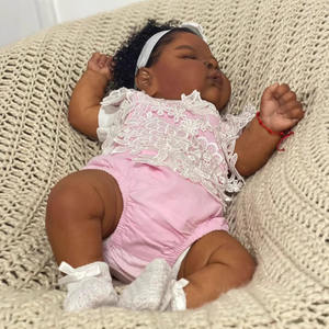 Bambola Reborn da 19 Pollici con Capelli Ricci, Interamente in Vinile, Bambola Nera Dormiente Realistica Fatta a Mano per Esposizione, Regalo da Collezione M058 - Product Image 3