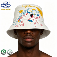 Chapeau Bob Personnalisé 2026 Tendance avec Impression Artistique Abstraite, 100% Coton Biologique, Logo White Juniper