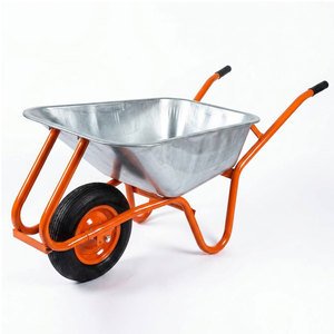 WB6015 180Kg Capacity Galvanized Wheelbarrow Heavy Duty 0.7mm Metal Tray Garden Construction <b>Wheel</b> Barrow - Product Image 1