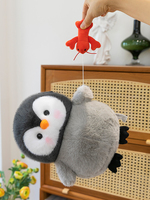 Peluche pingouin en peluche courte douce pour la peau avec pendentif homard détachable, cadeau d'anniversaire pour enfants