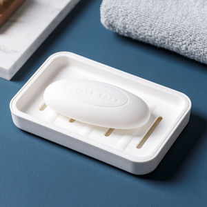 Rectangular Soap <b>Dish</b> Plastic Drainable Soap Holder For Bathroom Storage <b>Rack</b> White - Product Image 4