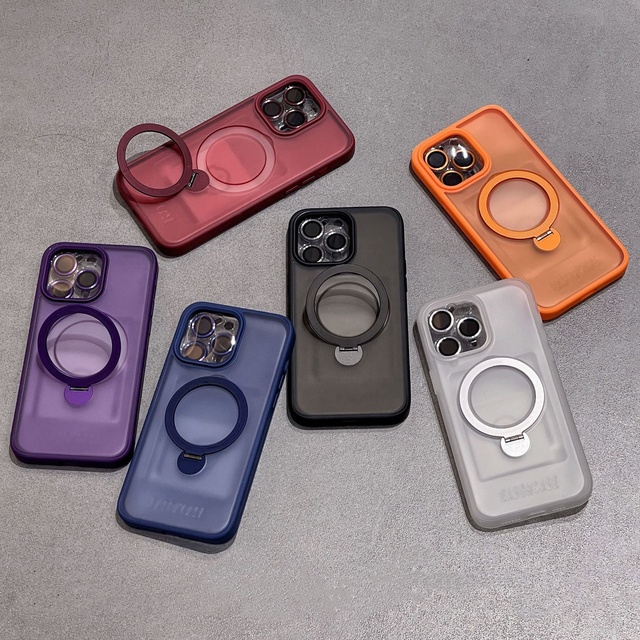 WOWCASE Shockproof 360 Rotation KickStand Matte Phone Case for 13-15 Pro Max Magnetic Back Waterproof Eco-friendly TPU+PC