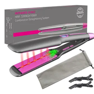 High Quality Tourmaline Coating Or Ceramic Infrared Flat Iron Straightening Irons Private Label Professional Hair Straightener