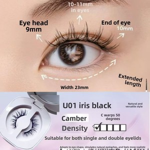 Faux <span class=keywords><strong>cils</strong></span> magnétiques en fibres synthétiques semi-faits à la main, légers, réutilisables, effet naturel, sans colle, doux, pour usage privé - Product Image 2