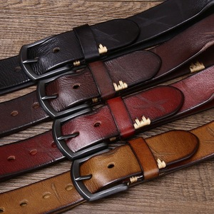 Cintura da <span class=keywords><strong>Uomo</strong></span> in Vera Pelle di Alta Qualità, Design Vintage con Fibbia a Perno, Personalizzabile per Jeans, Tendenza Moda - Product Image 4