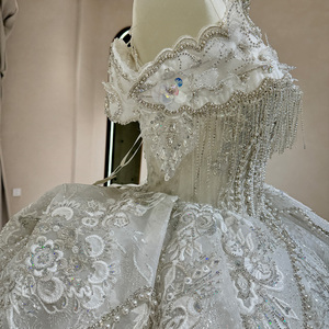 Tela de Organza con Cuentas y Borlas DW0051 para Vestidos de Novia, Encaje para Fiestas, Cintura Natural, Volantes, Pliegues, Antiestática - Product Image 3