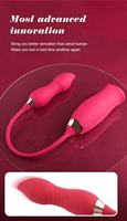 Vibromasseur Dildo Rose 2-en-1 pour Femme, Jouet Sexuel Clitoridien et Anal, 9 Modes de Léchage de Langue, Stimulation du Point G, Jouets Sexuels pour Adultes