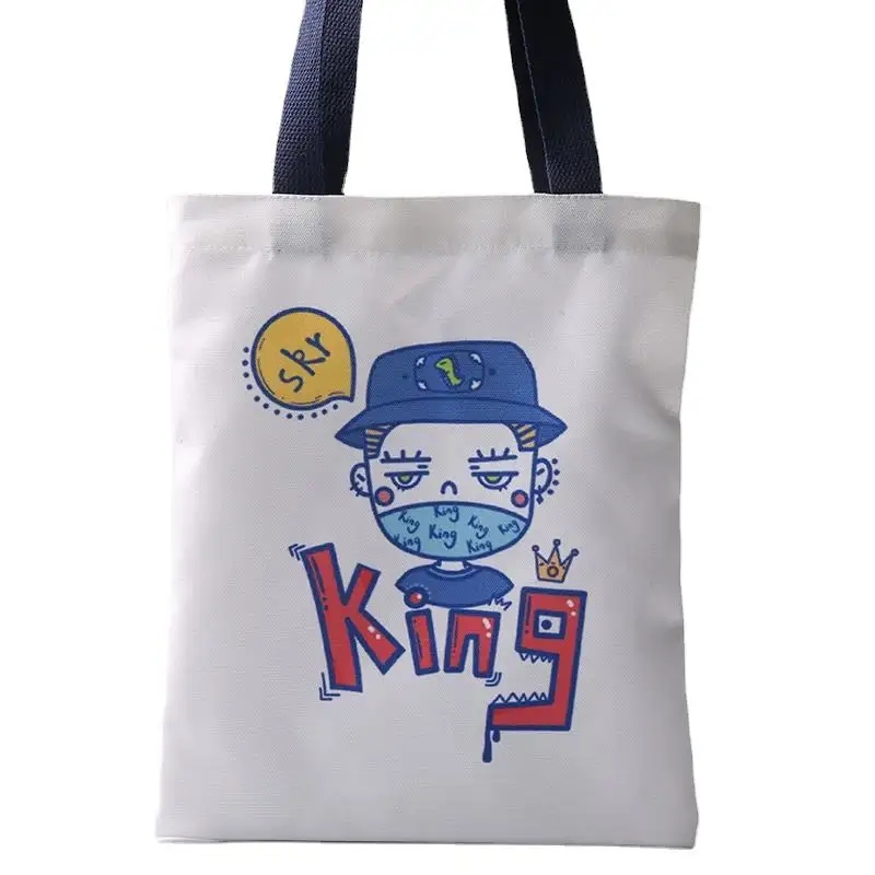Fashion personalized printed polyester canvas wholesale tote bags for shopping