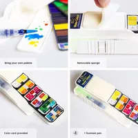 Ensemble de peinture à l'aquarelle solide en forme d'éventail Xiu Pu, sur papier, lavable, spécial artistes débutants, à partir de 3 ans, mini portable, fabriqué en Chine