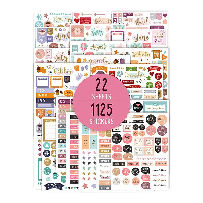 Custom Printing 2023 Monthly Weekly Planner Stickers Journal Decorative Paper Sticker