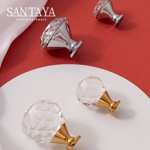 Ручка для кухонного шкафа Santaya Crystal: роскошная прозрачная ручка в форме бриллианта для гардероба, комода, ящика, мебельная ручка с одним отверстием - Product Image 3