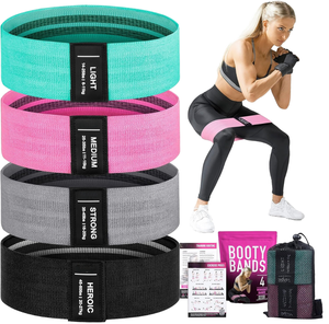 Lot de 3 bandes de résistance en tissu Deep Fitness, antidérapantes, pour fessiers, femmes et hommes, taille moyenne, en tissu TC écologique, avec sac de transport - Product Image 1