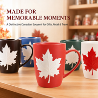 Souvenirs touristiques du Canada, tasses en céramique avec motif feuille d'érable pour cadeaux en gros, disponibles en plusieurs couleurs, personnalisation OEM ODM