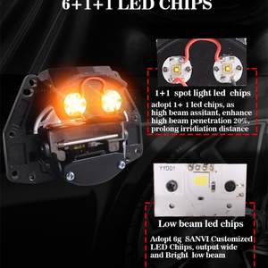 2023 Sanvi New BI LED Projector Lens 3 Inch S13 Bi Led Hyperboloi Projector Headlights with <b>H4</b> H7 Adapter Retrofit Auto Parts - Product Image 6